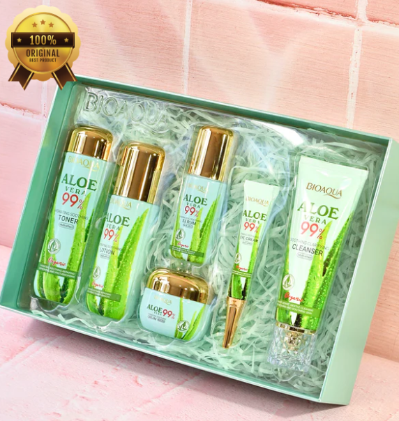 Kit Aloe Vera Bioaqua: Jabón, Tónico, Serum, Crema, Locion, Contorno ojos