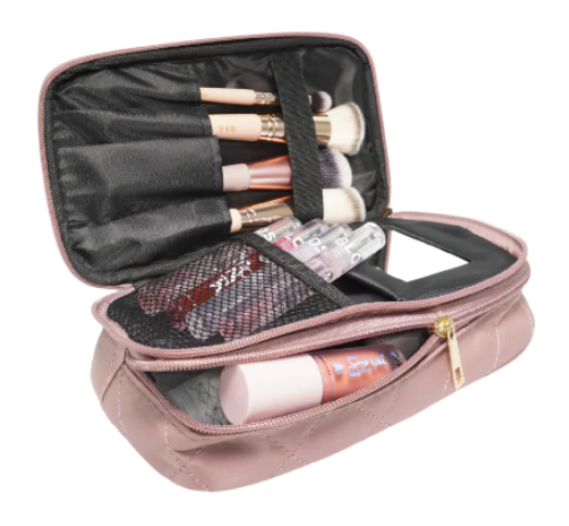 Cosmetiquera Glam Con Espejo y Divisiones Color Lila - Negra Anik CA2249