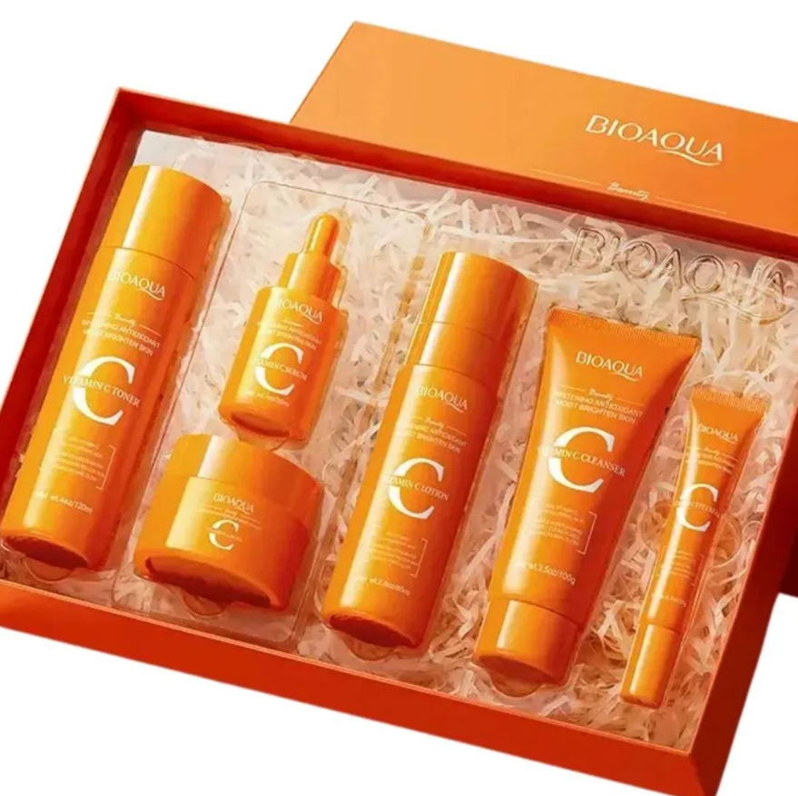 Kit VitamIna C Bioaqua: Jabón, Tónico, Serum, Crema, Locion, Contorno ojos