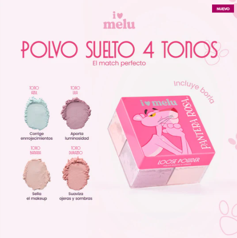 Polvo Suelto Loose Powder 4 Tonos Melu Colección Pantera Rosa 18g