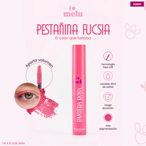 Pestañina Rosada Formula Peel Off Colección Pantera Rosa Melu