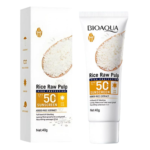 Protector Solar De Arroz Con 50 SPF Alto Cubrimiento Bioaqua 40gr BQY09890