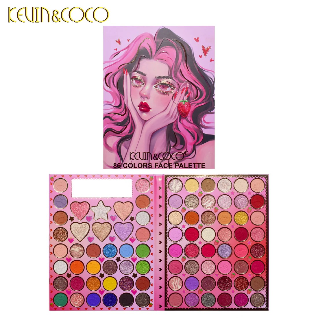 Libro de paleta de Sombras e Iluminadores Y Rubores 86 Colores Kevin & Coco