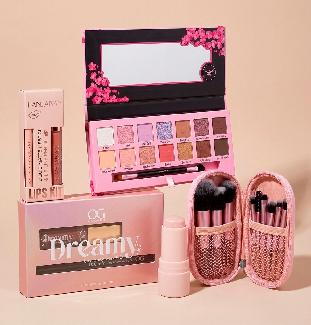 Combo Navideño Dreamy Makeup Kit – Maquillaje Completo en Tonos Rosados