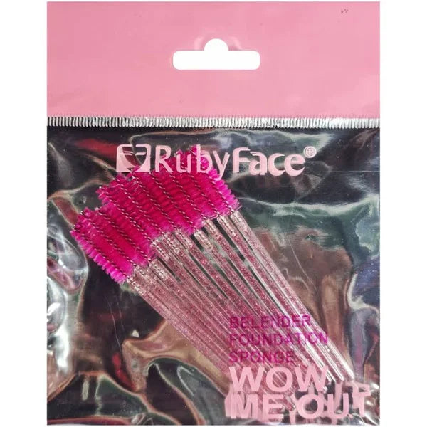 Cepillo Para Cejas Rosado con Glitter Set x 10 Unidades Ruby Face RF12