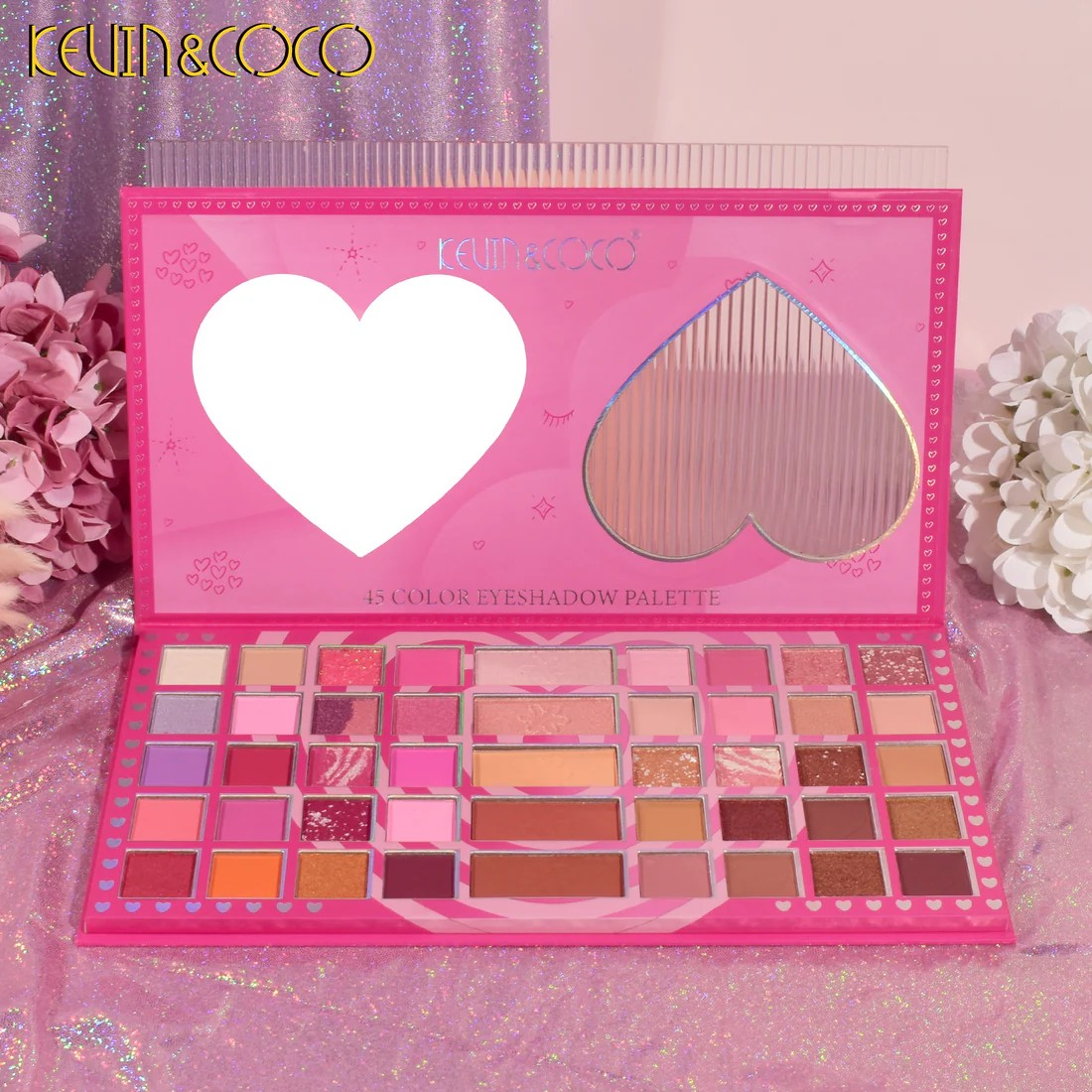 Paleta De Sombras E Iluminadores Con Espejo 45 Colores Kevin & Coco