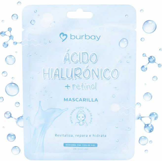 Mascarilla En Velo Facial Hilauronico + Retinol Hidratación/Reparación Burbay