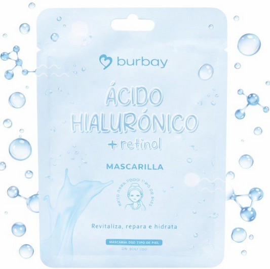 Mascarilla En Velo Facial Hilauronico + Retinol Hidratación/Reparación Burbay