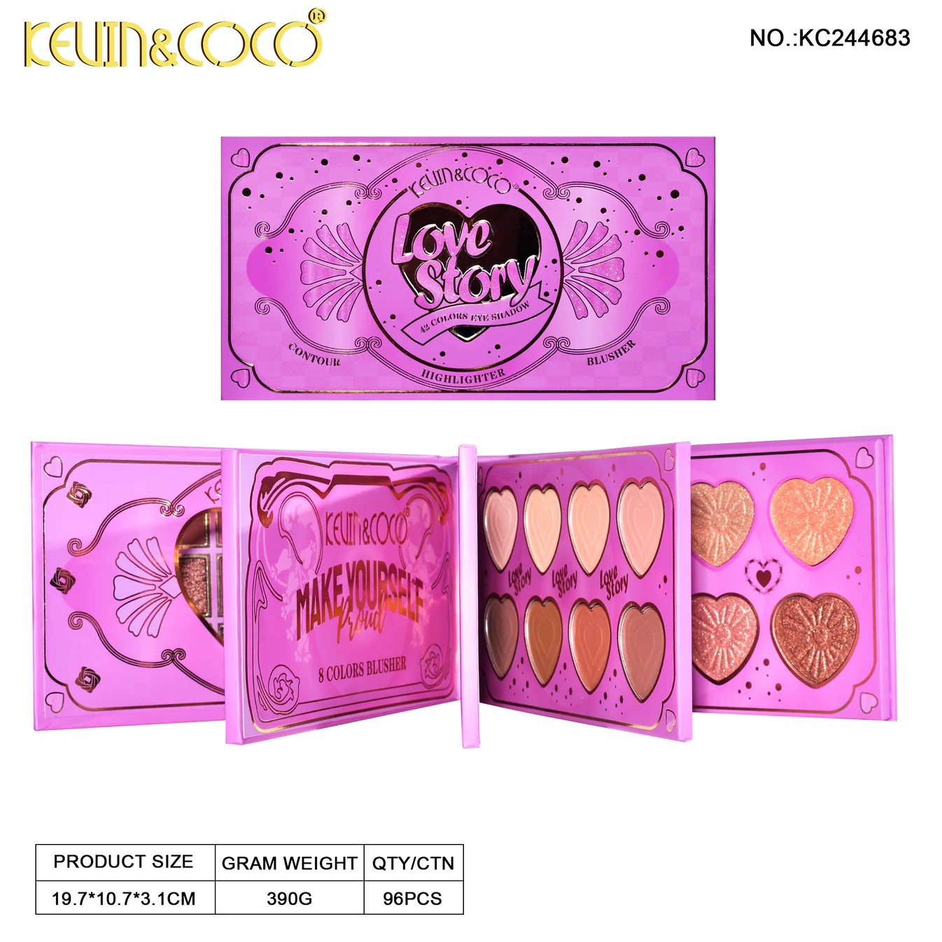 Libro de Paleta De Sombras, Contornos, Rubores e Iluminadores Kevin & Coco