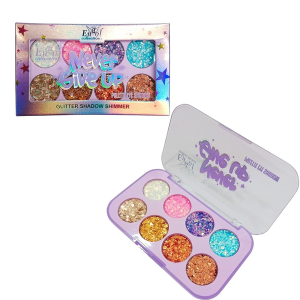 Paleta de Glitter Never Give Up Alta Pigmentación x8 Tonos Engol M22-B