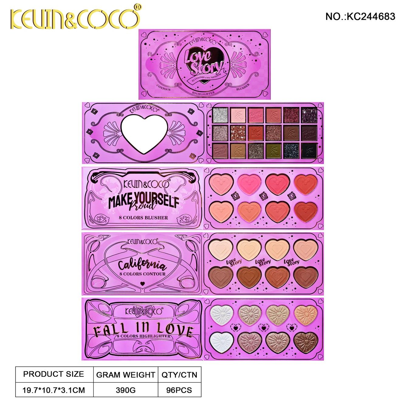 Libro de Paleta De Sombras, Contornos, Rubores e Iluminadores Kevin & Coco