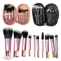 Kit De Brochas Mini X10 Unidades Con Cosmetiquera Alta Calidad DREAM44