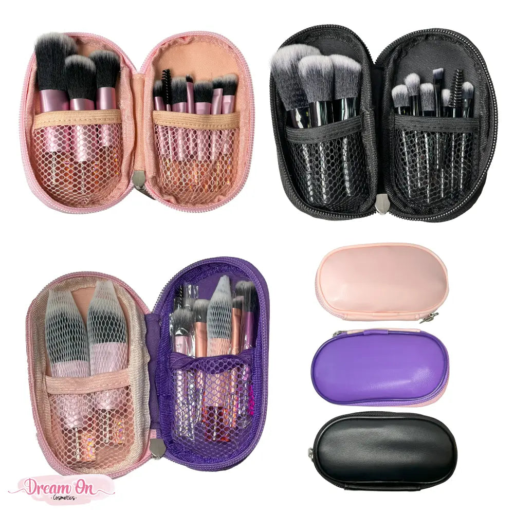 Kit De Brochas Mini X10 Unidades Con Cosmetiquera Alta Calidad DREAM44
