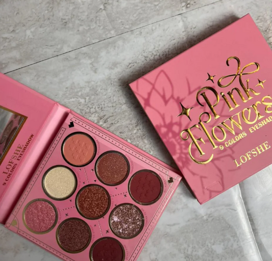 Paleta de Sombras x9 Tonos Pink Flowers Con Espejo Lofshe LF1396