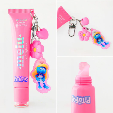 Lip Gloss Con Llavero Colección Pitufos Ruby Rose - Sandía PT-2000