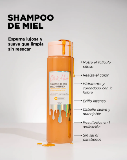 Shampoo De Miel Brillo Intenso Click Hair 300ml