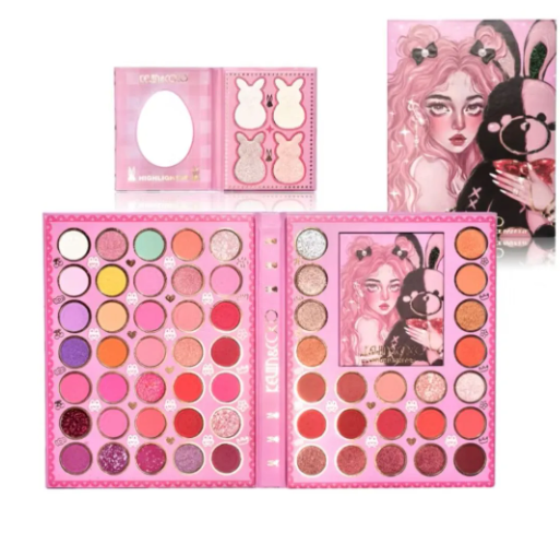Paleta de Sombras e Iluminadores black and Pink rabbit Kevin & Coco