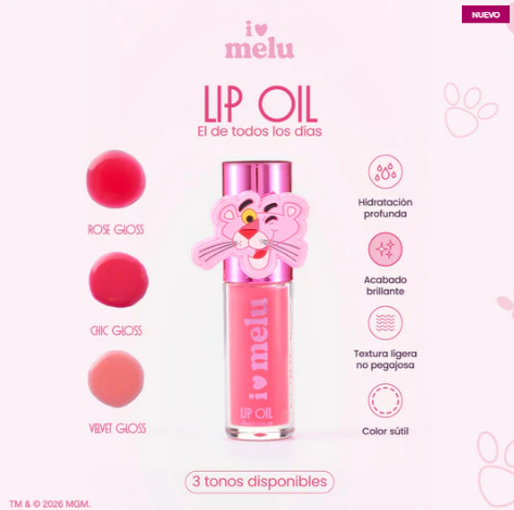 Lip Oil Brillo de Labios Melu colección Pantera Rosa - Rose Gloss