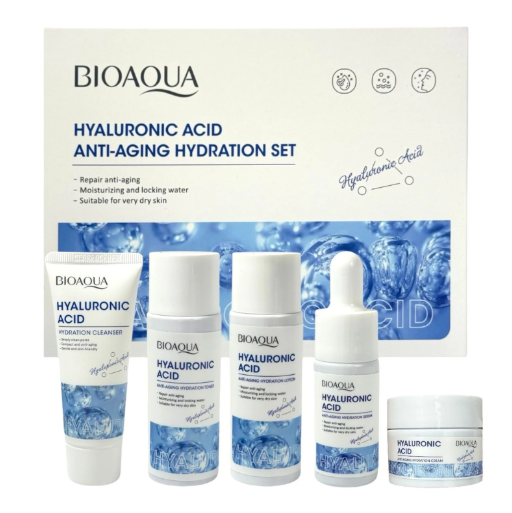 Kit Mini Hialuronico:  Jabón, Tónico,Serúm, Crema, Locion Bioaqua BQY86136