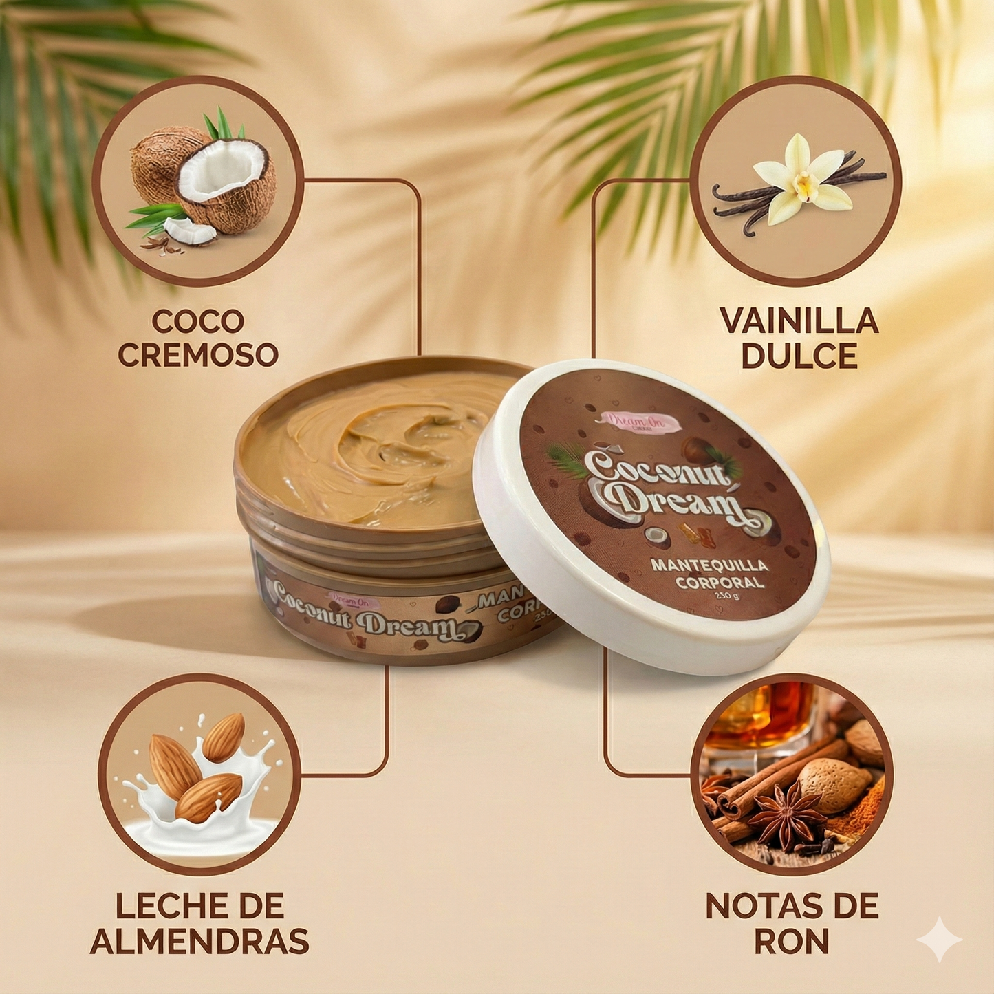 Mantequilla Corporal Hidratante Dream On Cosmetics 250mL - Coconut Dream DRM38