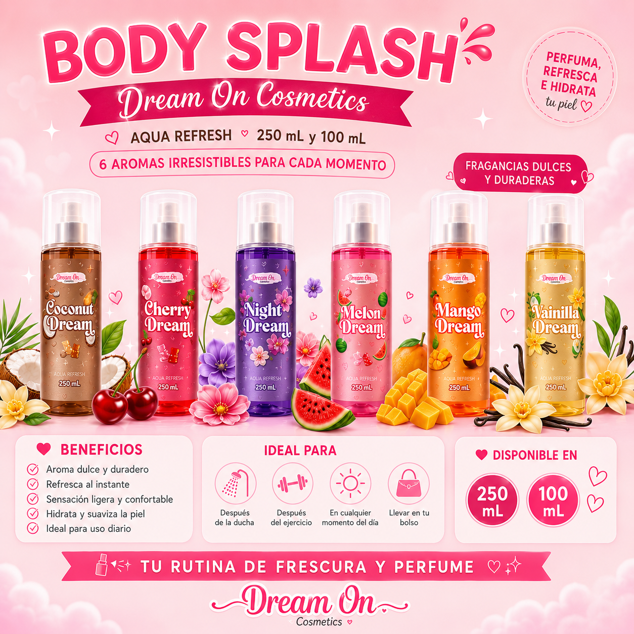 Splash Corporal Aqua Refresh Dream On Cosmetics 250mL - Melon Dream DRM22
