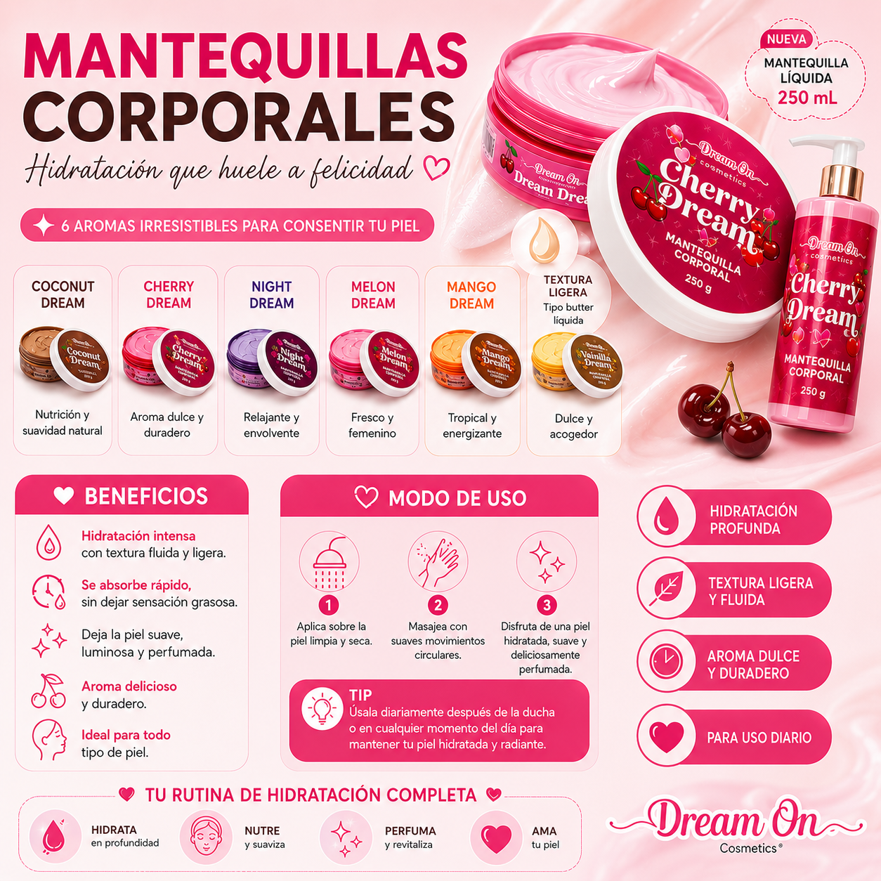 Mantequilla Corporal Hidratante Dream On Cosmetics 250mL - Vainilla Dream DRM37