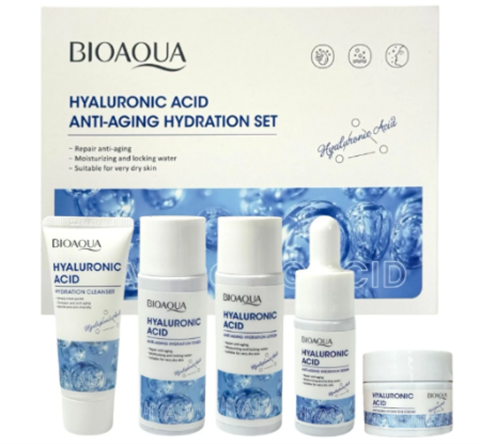 Kit Mini Hialuronico:  Jabón, Tónico,Serúm, Crema, Locion Bioaqua BQY09597