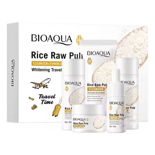 Kit Arroz Mini Bioaqua: Jabón, Tónico, Serum, Crema, Locion, Contorno ojos