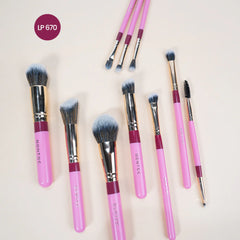 Kit De Brochas Fluffy  X10 Profesional Montoc LP670 - Rosado