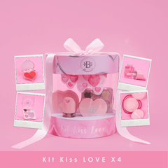 Kit Kiss Love X4 Esenciales: Rubor, Gloss, Sombras y Polvo Suelto Bloomshell