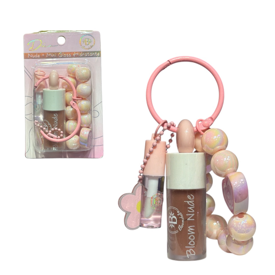 Llavero Nude Bloomshell: Gloss Nude + Mini Mimosa Gloss | Gloss Grande BL-BCK109