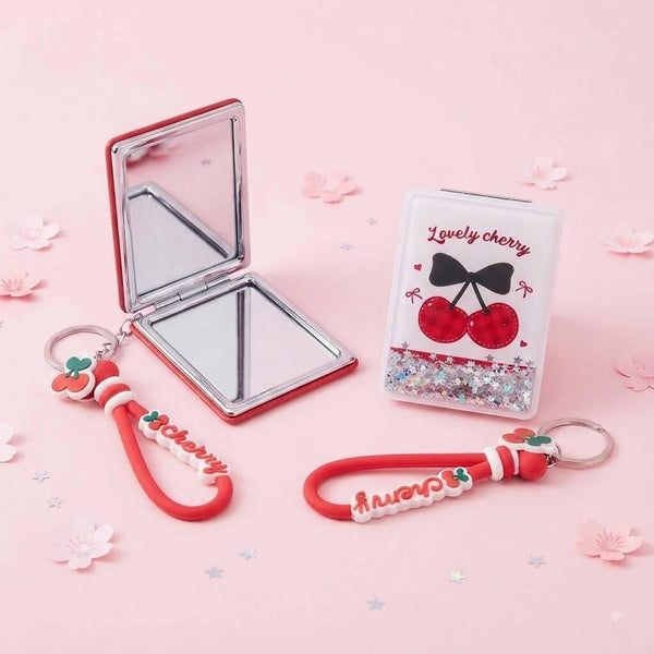 Espejo Portatil Doble Aumento Con Llavero Cherry