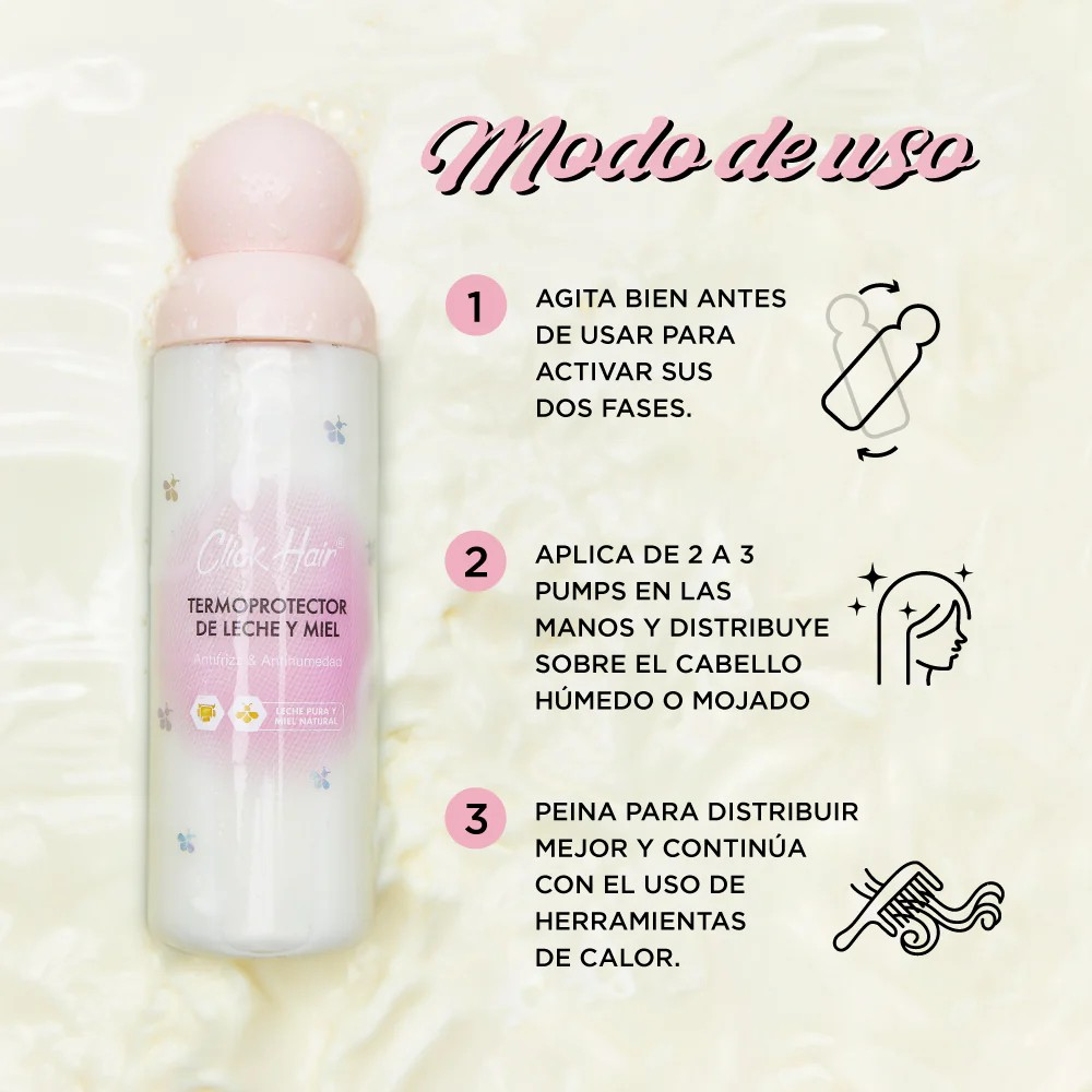 Termoprotector Bifasico Leche Y Miel 150ml Click Hair