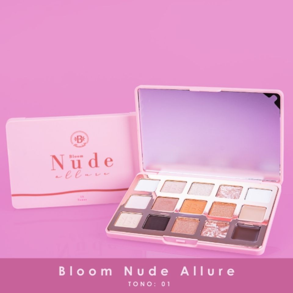 Paleta De Sombras Nude 12 Tonos + 3 Tonos Cremosos Bloomshell BL-SP4135 T01