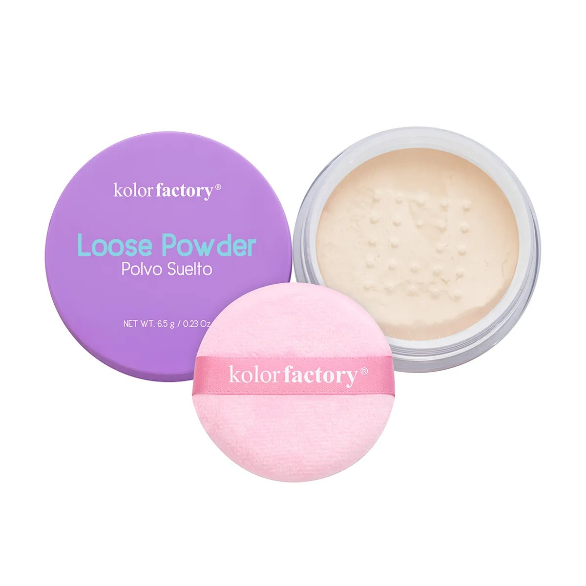 Polvo Suelto Traslucido Matte + Borla Kolor Factor T01