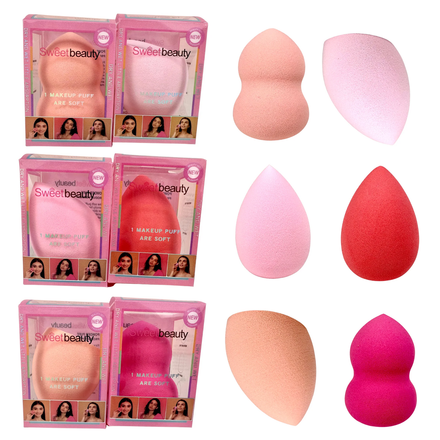 Esponja Beauty Blender Alta Calidad Tonos Surtidos Sweet Beauty FP-3296