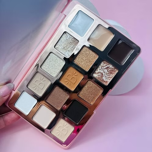 Paleta De Sombras Nude 12 Tonos + 3 Tonos Cremosos Bloomshell BL-SP4135 T01